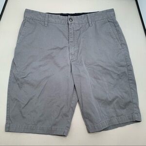 Volcom Shorts Mens 32 Gray Corpo Class Chino Flat Front Skater Casual 10” Inseam